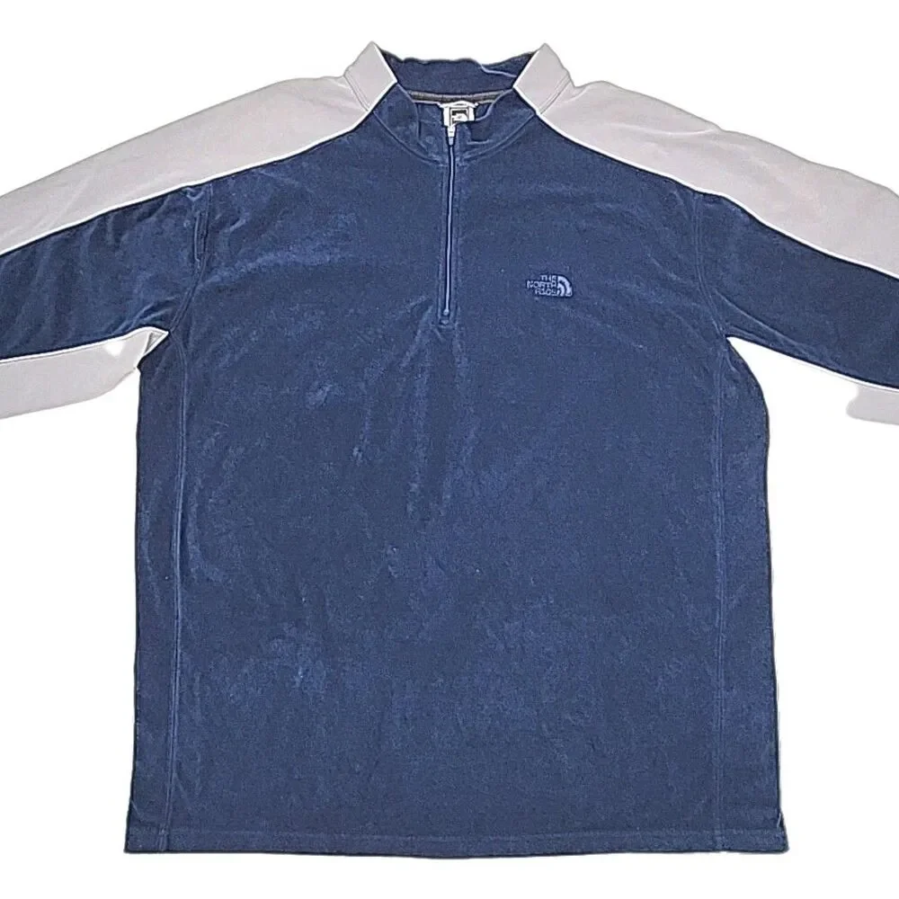 The North Face TKA 100 Shirt 1/4 Zip Sz XXL 2XL Blue Gray Fleece Sweatshirt Men